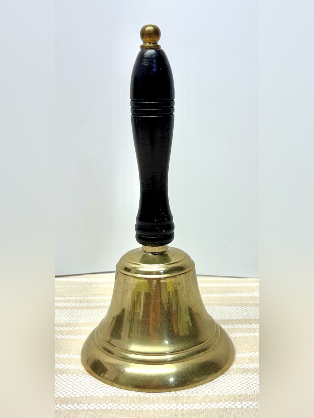Vintage Brass Wooden Handle  School Teacher Bell 8.25”x4